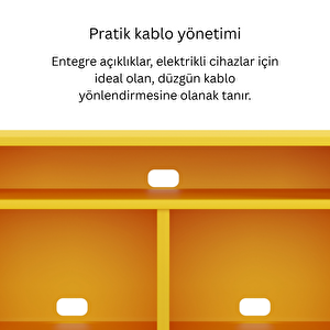 Pera Tv Ünitesi, Tv Dolabı,2 Kapaklı, Açık Raflı 100,50 X 40 X 64,50 Cm - Ral 1018 Sarı