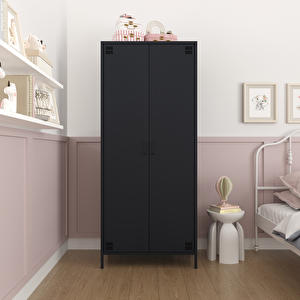 Pera Metal Elbise Dolabı, Soyunma Dolabı, İki Kapılı, 80,50 X 50 X 189,50 Cm - Ral 7016 Antrasit Antrasit