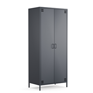 Pera Metal Elbise Dolabı, Soyunma Dolabı, İki Kapılı, 80,50 X 50 X 189,50 Cm - Ral 7016 Antrasit Antrasit
