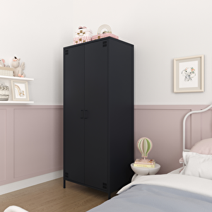 Pera Metal Elbise Dolabı, Soyunma Dolabı, İki Kapılı, 80,50 X 50 X 189,50 Cm - Ral 7016 Antrasit Antrasit