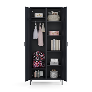 Pera Metal Elbise Dolabı, Soyunma Dolabı, İki Kapılı, 80,50 X 50 X 189,50 Cm - Ral 7016 Antrasit Antrasit