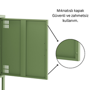 Pera Tv Ünitesi, Tv Dolabı,2 Kapaklı, Açık Raflı 130,50 X 40 X 64,50 Cm - Ral 6011 Yeşil