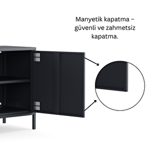 Tv Ünitesi, Tv Dolabı,2 Kapaklı Dolap 100,50 X 40 X 64,50 Cm - Ral 7016 Antrasit