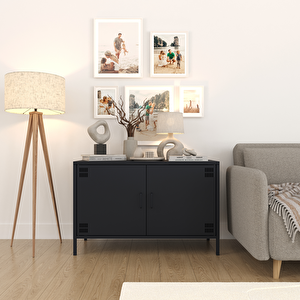 Tv Ünitesi, Tv Dolabı,2 Kapaklı Dolap 100,50 X 40 X 64,50 Cm - Ral 7016 Antrasit Antrasit