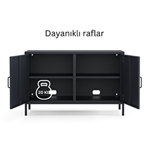 Tv Ünitesi, Tv Dolabı,2 Kapaklı Dolap 100,50 X 40 X 64,50 Cm - Ral 7016 Antrasit