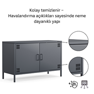 Tv Ünitesi, Tv Dolabı,2 Kapaklı Dolap 100,50 X 40 X 64,50 Cm - Ral 7016 Antrasit