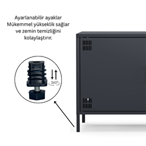 Tv Ünitesi, Tv Dolabı,2 Kapaklı Dolap 100,50 X 40 X 64,50 Cm - Ral 7016 Antrasit