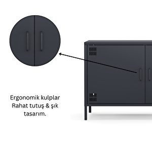 Tv Ünitesi, Tv Dolabı,2 Kapaklı Dolap 100,50 X 40 X 64,50 Cm - Ral 7016 Antrasit