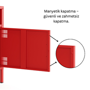 Pera Tv Ünitesi, Tv Dolabı,2 Kapaklı, Açık Raflı 100,50 X 40 X 64,50 Cm - Ral 3020 Kırmızı