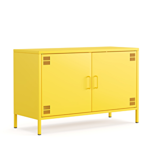 Pera Tv Ünitesi, Tv Dolabı,2 Kapaklı Dolap 100,50 X 40 X 64,50 Cm - Ral 1018 Sarı Ral 1018