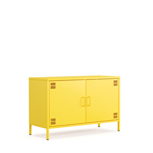Pera Tv Ünitesi, Tv Dolabı,2 Kapaklı Dolap 100,50 X 40 X 64,50 Cm - Ral 1018 Sarı