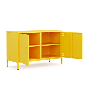 Pera Tv Ünitesi, Tv Dolabı,2 Kapaklı Dolap 100,50 X 40 X 64,50 Cm - Ral 1018 Sarı