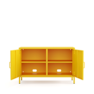 Pera Tv Ünitesi, Tv Dolabı,2 Kapaklı Dolap 100,50 X 40 X 64,50 Cm - Ral 1018 Sarı