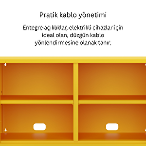 Pera Tv Ünitesi, Tv Dolabı,2 Kapaklı Dolap 100,50 X 40 X 64,50 Cm - Ral 1018 Sarı