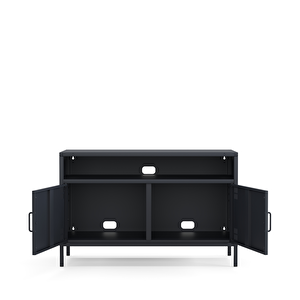 Pera Tv Ünitesi, Tv Dolabı,2 Kapaklı, Açık Raflı 100,50 X 40 X 64,50 Cm - Ral 7016 Antrasit