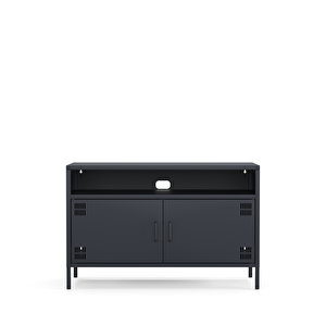 Pera Tv Ünitesi, Tv Dolabı,2 Kapaklı, Açık Raflı 100,50 X 40 X 64,50 Cm - Ral 7016 Antrasit
