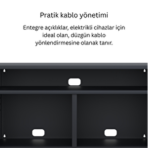 Pera Tv Ünitesi, Tv Dolabı,2 Kapaklı, Açık Raflı 100,50 X 40 X 64,50 Cm - Ral 7016 Antrasit