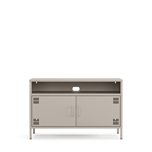 Pera Tv Ünitesi, Tv Dolabı,2 Kapaklı, Açık Raflı 100,50 X 40 X 64,50 Cm - Bej Rengi