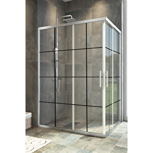 Maxi Temperli 6 Mm Dikdörtgen Cam Duşakabin Krom Profil Siyah Karolaj Cam 70x120 cm
