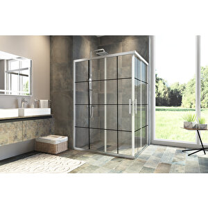 Maxi Temperli 6 Mm Dikdörtgen Cam Duşakabin Krom Profil Siyah Karolaj Cam 70x120 cm