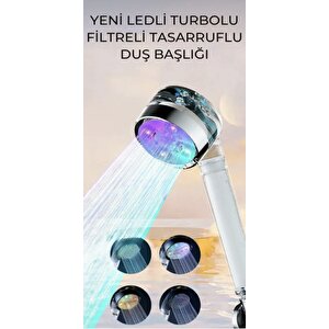 Işıklı,su Tasarruflu Duş Başlığı Kireç Önleyici Özellikli Ve Yüksek Basınçlı