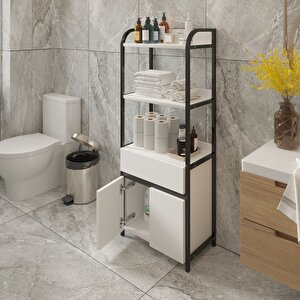 Modüleva Urla Banyo Rafı Çok Amaçlı 2 Kapaklı 1 Çekmeceli