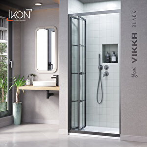 Vi̇kka | Siyah, Karolaj Buzlu Cam, Katlanır Duşakabin 87 cm