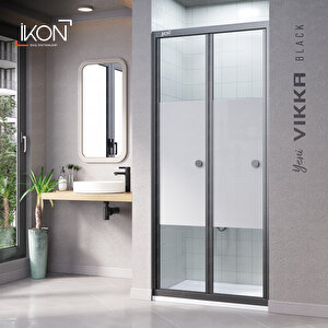 Vi̇kka | Siyah, Buzlu Cam, Katlanır Duşakabin 90 cm