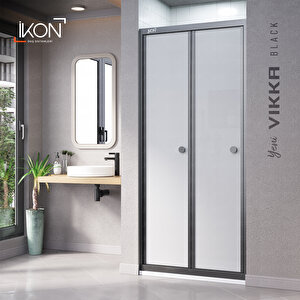 Vi̇kka | Siyah, Buzlu Cam, Katlanır Duşakabin 75 cm