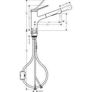 Hansgrohe Zesis M33  Tek Kollu Eviye Bataryası 150 2 Jet Satin Siyah 74800670