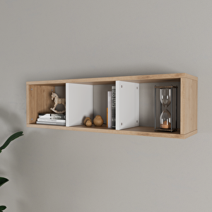 Rozbo 3 Bölmeli Duvar Ve Masa Üstü Kitaplık 90x22x26 Cm Ahşap