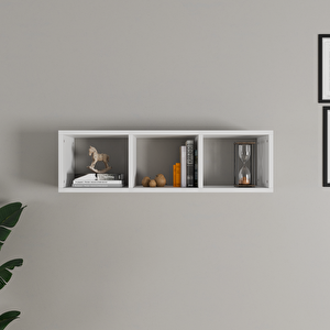 Rozbo 3 Bölmeli Duvar Ve Masa Üstü Kitaplık 90x22x26 Cm Beyaz