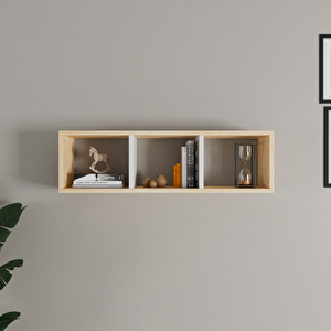 Rozbo 3 Bölmeli Duvar Ve Masa Üstü Kitaplık 90x22x26 Cm