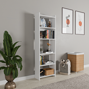 Rozbo 5 Raflı Kitaplık 45x22x160 Cm Traverten