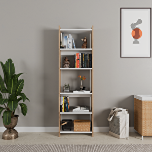 Rozbo 5 Raflı Kitaplık 45x22x160 Cm Traverten
