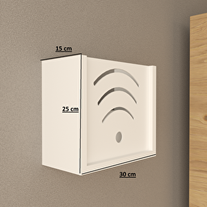Wi-fi Modem Saklama Kutusu - Beyaz / Antrasit / Ahşap Ton - 30x25x15 Cm Beyaz