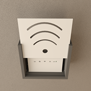 Wi-fi Modem Saklama Kutusu - Beyaz / Antrasit / Ahşap Ton - 30x25x15 Cm
