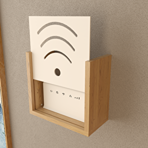 Wi-fi Modem Saklama Kutusu - Beyaz / Antrasit / Ahşap Ton - 30x25x15 Cm