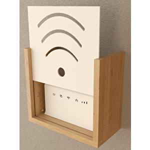 Wi-fi Modem Saklama Kutusu - Beyaz / Antrasit / Ahşap Ton - 30x25x15 Cm