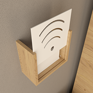 Wi-fi Modem Saklama Kutusu - Beyaz / Antrasit / Ahşap Ton - 30x25x15 Cm