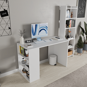 Rozbo Çalışma Masası Ve 5 Raflı Kitaplık Takımı - 120x60x75 Cm + 45x22x160 Cm Antrasit