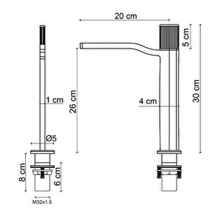 Yüksek Lavabo Bataryasi Mat Altin Fa-7022