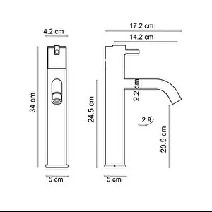 Yüksek Lavabo Bataryasi Krom Mermer Fa-4021m