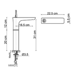 Yüksek Lavabo Bataryasi Mat Rose Fk-5123