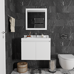Selva 50 Cm Banyo Dolabı Takımı - Alt Dolap, Ayna, Lavabo Dahil