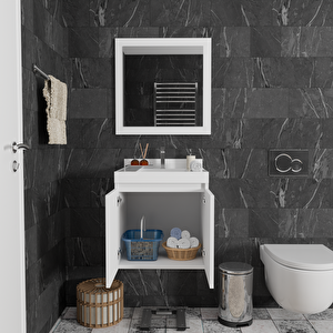 Selva 50 Cm Banyo Dolabı Takımı - Alt Dolap, Ayna, Lavabo Dahil