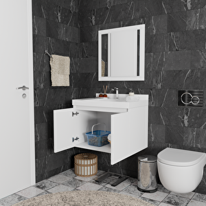 Selva 50 Cm Banyo Dolabı Takımı - Alt Dolap, Ayna, Lavabo Dahil