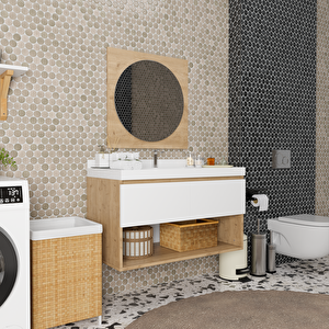 Vivia 100 Cm Banyo Dolabı Takımı - Alt Dolap, Ayna, Lavabo Dahil