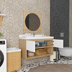 Vivia 100 Cm Banyo Dolabı Takımı - Alt Dolap, Ayna, Lavabo Dahil
