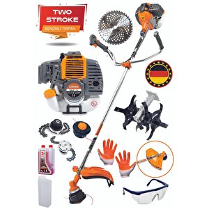 Alman 15 Hp/h Yan Tipi Benzinli Ot Çalı Tırpanı Çim Biçme Makinesi Yağ +canavar Başlık +çapa Aparatı